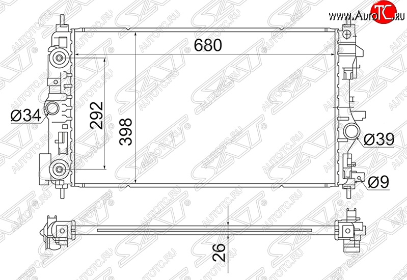 5 449 р. Радиатор двигателя SAT (трубчатый, 1.4T / 1.6T, АКПП) Chevrolet Cruze J300 седан дорестайлинг (2009-2012)  с доставкой в г. Тамбов