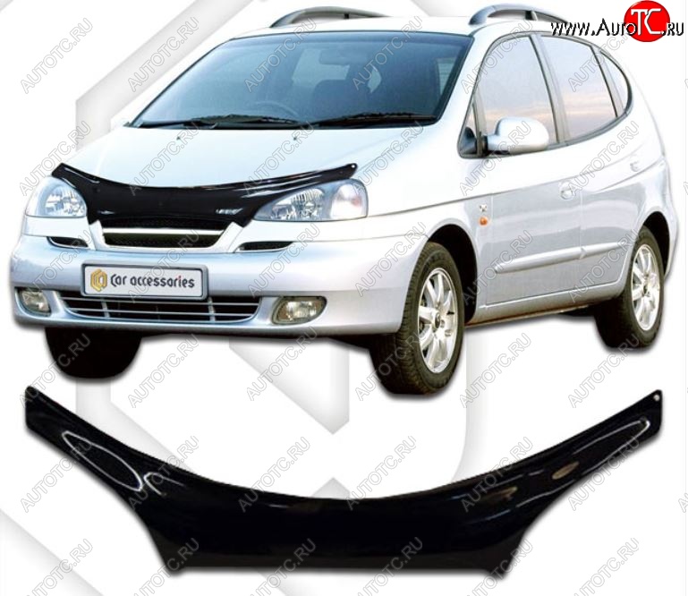 2 149 р. Дефлектор капота CA-Plastiс exclusive  Chevrolet Rezzo (2000-2008) (Classic черный, Без надписи)  с доставкой в г. Тамбов