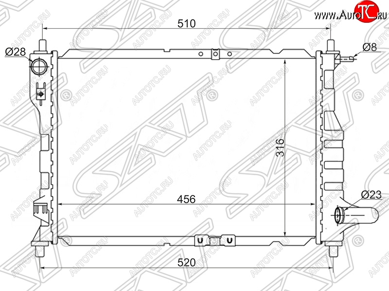 2 799 р. Радиатор двигателя SAT (трубчатый, МКПП/АКПП) Chevrolet Spark M200,250 (2005-2010)  с доставкой в г. Тамбов