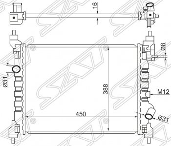 5 549 р. Радиатор двигателя SAT (пластинчатый)  Chevrolet Spark  M300 (2010-2015), Ravon R2 (2016-2024)  с доставкой в г. Тамбов. Увеличить фотографию 1