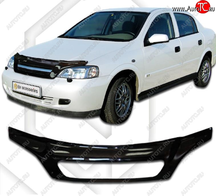 2 299 р. Дефлектор капота CA-Plastic exclusive  Chevrolet Viva (2005-2008) (Classic черный, Без надписи)  с доставкой в г. Тамбов