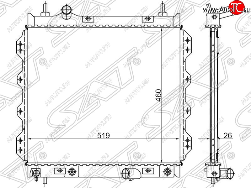 8 299 р. Радиатор двигателя SAT (пластинчатый, 1.6/2.0/2.4/2.4T, МКПП/АКПП)  Chrysler PT Cruiser (2000-2010)  дорестайлинг,  рестайлинг  с доставкой в г. Тамбов