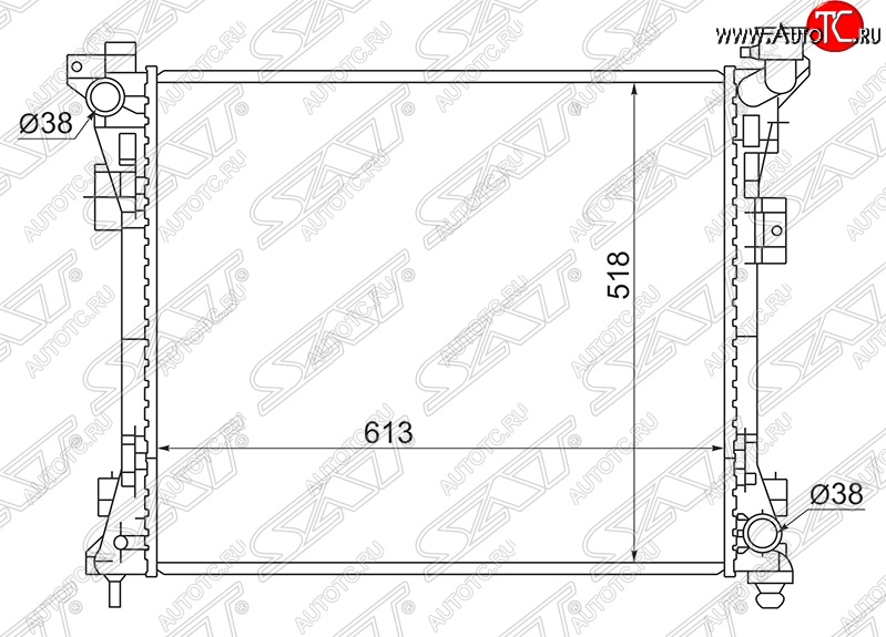 9 699 р. Радиатор двигателя SAT (пластинчатый, 3.3/3.8, МКПП/АКПП)  Chrysler Town and Country  RT минивэн (2007-2010), Dodge Caravan (2007-2010)  с доставкой в г. Тамбов