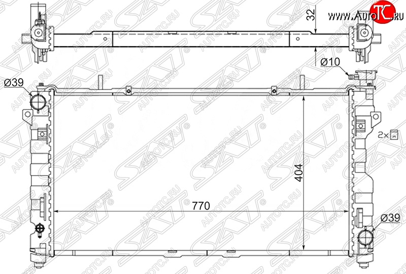 8 699 р. Радиатор двигателя SAT (пластинчатый, 3.3/3.8, МКПП/АКПП)  Chrysler Voyager  RG минивэн (2000-2004), Dodge Caravan (2000-2007)  с доставкой в г. Тамбов