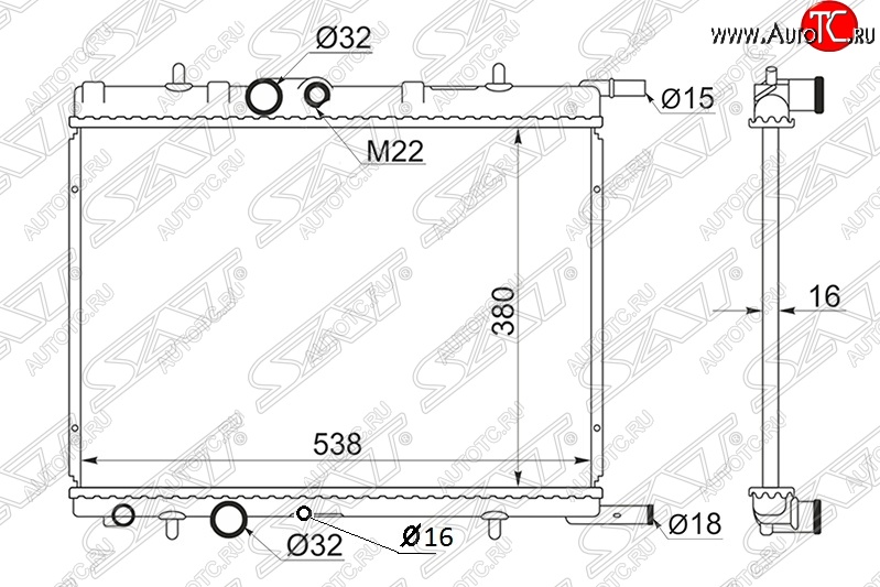 3 399 р. Радиатор двигателя SAT (трубчатый, 1.1/1.4/1.4D/1.6/1.9D/2.0/2.0D, МКПП)  CITROEN Berlingo (M59,  B9), C4, Xsara (N0,  N1), Xsara picasso, Peugeot 206 (хэтчбэк 3 дв.,  хэтчбэк 5 дв.,  универсал,  седан), 307 (универсал,  хэтчбэк 3 дв.,  хэтчбэк 5 дв.), Partner (M49/M59)  с доставкой в г. Тамбов