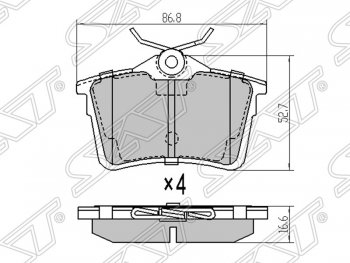 979 р. Колодки тормозные SAT (задние)  Peugeot Partner  B9 (2012-2018) 1-ый рестайлинг, 2-ой рестайлинг  с доставкой в г. Тамбов. Увеличить фотографию 1