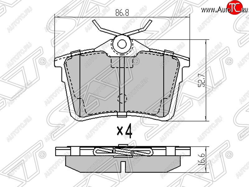 979 р. Колодки тормозные SAT (задние)  Peugeot Partner  B9 (2012-2018) 1-ый рестайлинг, 2-ой рестайлинг  с доставкой в г. Тамбов