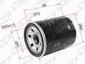 Фильтр масляный SAT (2.0 4B11, 2.2 DI-D 4HK/4HN, 2.4 4B12, 3.0 6B31, 4G64, 4G32, 4G) Mitsubishi Lancer 9 1-ый рестайлинг седан (2003-2005)