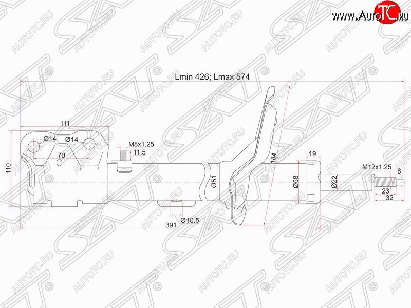 3 499 р. Правый амортизатор передний SAT CITROEN C-crosser (2007-2012)  с доставкой в г. Тамбов