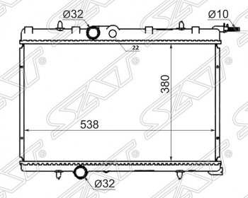 Радиатор двигателя SAT (пластинчатый, 1.4/1.6/2.0, АКПП) CITROEN C4, Xsara (N0,  N1), Peugeot 206 (хэтчбэк 5 дв.,  хэтчбэк 3 дв.,  универсал,  седан), 307 (хэтчбэк 3 дв.,  универсал,  хэтчбэк 5 дв.)