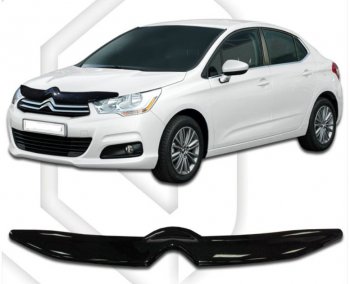 1 999 р. Дефлектор капота CA-Plastic CITROEN C4 B7 хэтчбэк 5 дв. (2011-2018) (Classic черный, Без надписи)  с доставкой в г. Тамбов. Увеличить фотографию 2