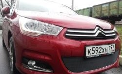 1 469 р. Сетка на бампер (хетчбек) Russtal (черная) CITROEN C4 B7 хэтчбэк 5 дв. (2011-2018)  с доставкой в г. Тамбов. Увеличить фотографию 2