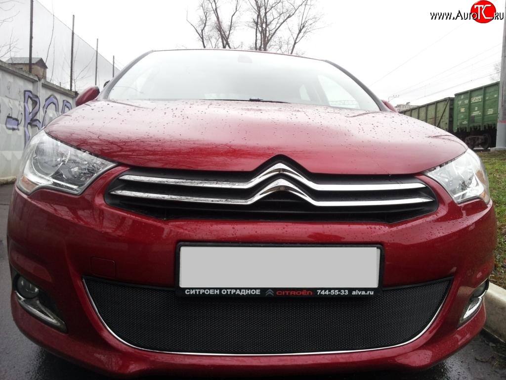 1 469 р. Сетка на бампер (хетчбек) Russtal (черная) CITROEN C4 B7 хэтчбэк 5 дв. (2011-2018)  с доставкой в г. Тамбов