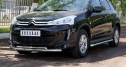 16 649 р. Защита переднего бампера (2 трубыØ63 и 42 мм, нержавейка) SLITKOFF CITROEN C4 aircross (2012-2017)  с доставкой в г. Тамбов. Увеличить фотографию 2