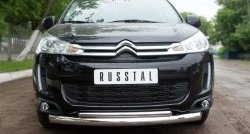 16 999 р. Защита переднего бампера (2 трубыØ76 и 42 мм, нержавейка) SLITKOFF CITROEN C4 aircross (2012-2017)  с доставкой в г. Тамбов. Увеличить фотографию 3