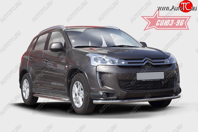 17 639 р. Защита переднего бампера одинарная Souz-96 Premium (d60) CITROEN C4 aircross (2012-2017)  с доставкой в г. Тамбов