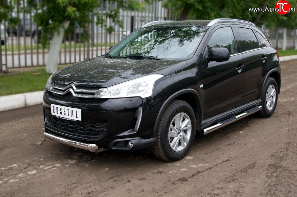 13 499 р. Одинарная защита переднего бампера диаметром 76 мм SLITKOFF  CITROEN C4 aircross (2012-2017)  с доставкой в г. Тамбов