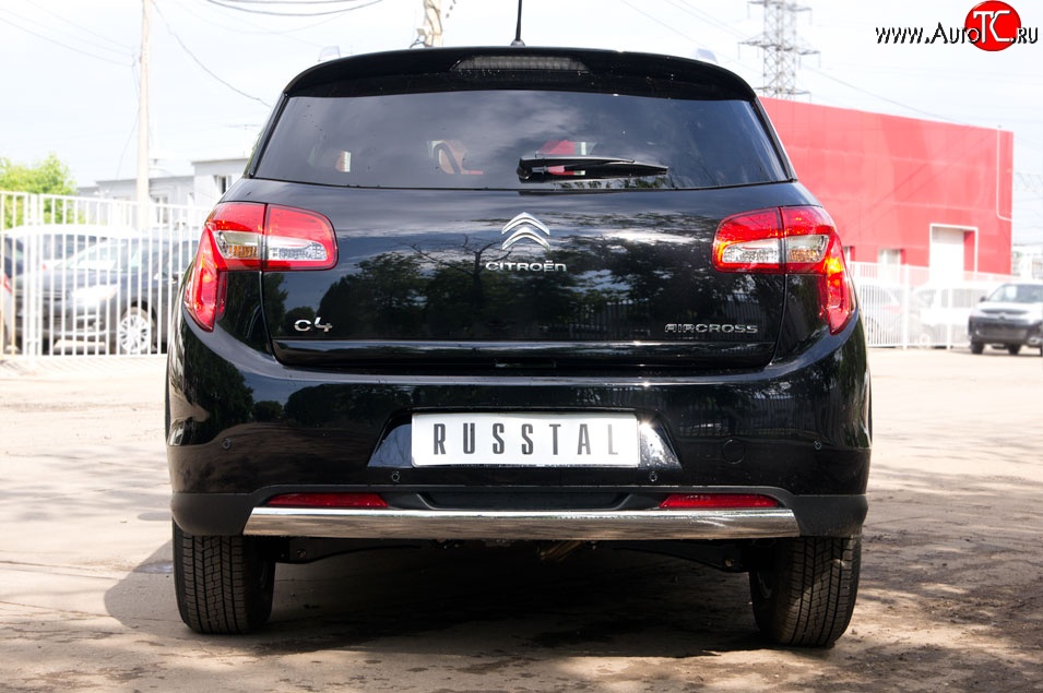 18 549 р. Защита заднего бампера (Ø75x42 мм, нержавейка) Russtal CITROEN C4 aircross (2012-2017)  с доставкой в г. Тамбов