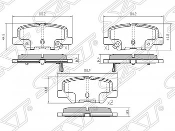 Колодки тормозные задние SAT Mitsubishi Outlander GF дорестайлинг (2012-2014)