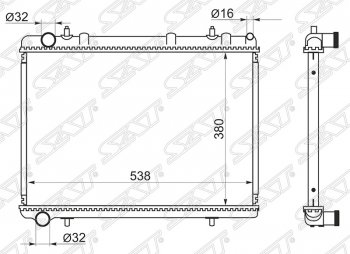 Радиатор двигателя SAT (пластинчатый, МКПП) CITROEN (Ситроен) C4 picasso (С4)  UD (2006-2014), Peugeot (Пежо) 307 ( универсал,  хэтчбэк 3 дв.,  хэтчбэк 5 дв.) (2001-2008)