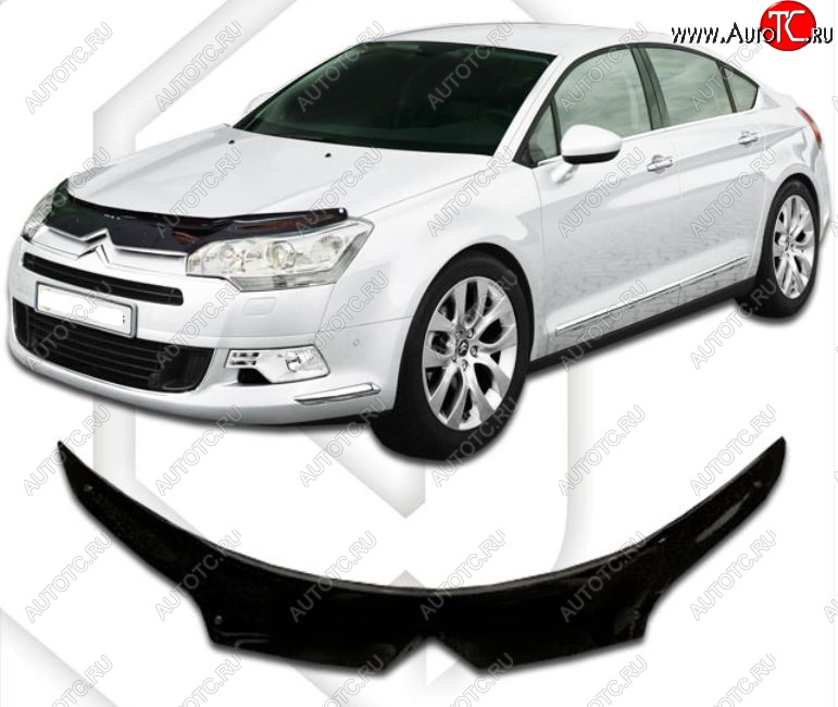 2 149 р. Дефлектор капота CA-Plastic exclusive  CITROEN C5 ( RD,  RW) (2008-2017) дорестайлинг, седан, доресталийнг, универсал (Classic черный, Без надписи)  с доставкой в г. Тамбов