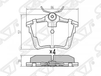 969 р. Колодки тормозные SAT (задние)  CITROEN C5 ( RD,  RW) (2008-2017), Peugeot 407 ( седан,  универсал) (2004-2011), Peugeot 607 (2000-2009)  с доставкой в г. Тамбов. Увеличить фотографию 1