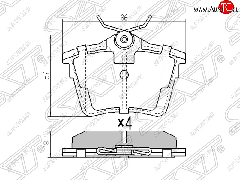 969 р. Колодки тормозные SAT (задние)  CITROEN C5 ( RD,  RW) (2008-2017), Peugeot 407 ( седан,  универсал) (2004-2011), Peugeot 607 (2000-2009)  с доставкой в г. Тамбов