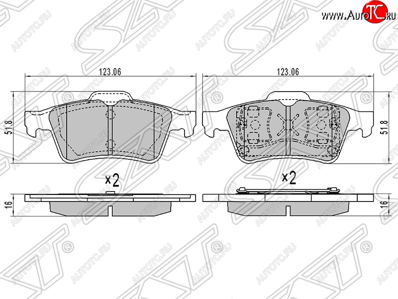 899 р. Колодки тормозные SAT (задние) Mazda 3/Axela BK дорестайлинг, хэтчбэк (2003-2006)  с доставкой в г. Тамбов