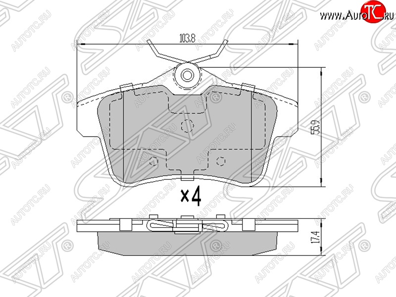 1 099 р. Колодки тормозные SAT (задние)  CITROEN C4 (B7), DS4 (PF1), DS5 (PF2), Peugeot 3008, 5008 (T8), 508 (седан,  универсал)  с доставкой в г. Тамбов