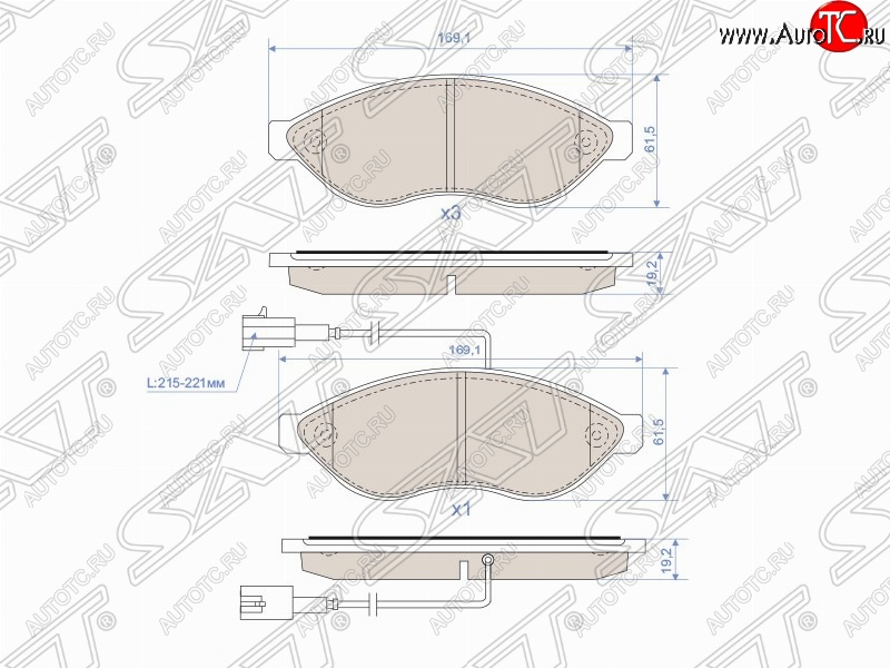 1 359 р. Колодки тормозные SAT (передние)  CITROEN Jumper  250 (2006-2014), Fiat Ducato  250 (2006-2014), Peugeot Boxer  250 (2006-2014)  с доставкой в г. Тамбов