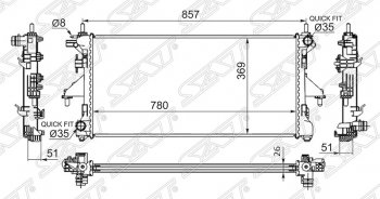 Радиатор двигателя SAT (пластинчатый, 2.2TD/3.0, МКПП) CITROEN Jumper 250 (2006-2014)