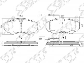 1 499 р. Колодки тормозные SAT (передние, 2.0-2.8HDI) CITROEN Jumper 250 (2006-2014)  с доставкой в г. Тамбов. Увеличить фотографию 1