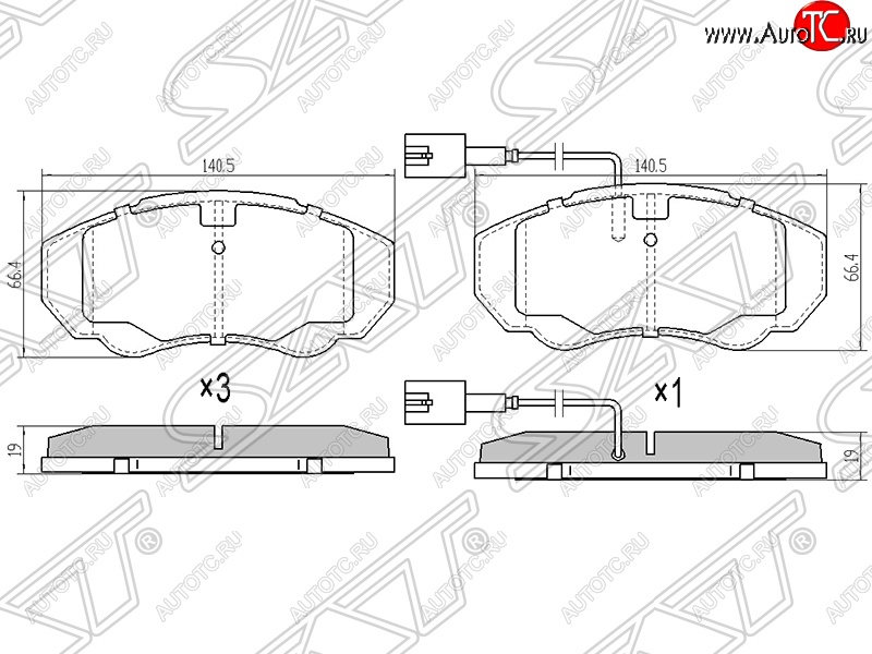 1 499 р. Колодки тормозные SAT (передние, 2.0-2.8HDI) CITROEN Jumper 250 (2006-2014)  с доставкой в г. Тамбов