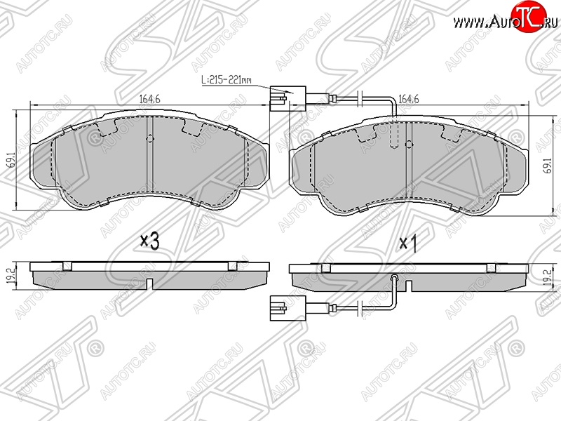 1 779 р. Колодки тормозные SAT (передние)  CITROEN Jumper ( 230,  244,  250) (1994-2014), Fiat Ducato ( 230,  244,  250) (1994-2014), Peugeot Boxer ( 230,  250,  290) (1994-2024)  с доставкой в г. Тамбов