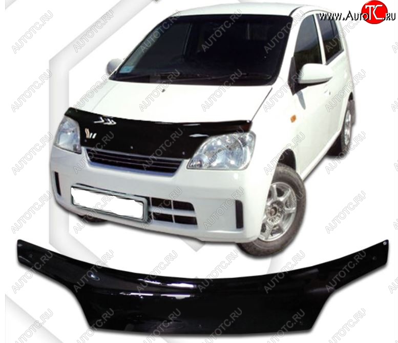 2 069 р. Дефлектор капота (кузов L250S, L250V, L260S) CA-Plastic  Daihatsu Mira (2003-2007) (Classic черный, Без надписи)  с доставкой в г. Тамбов