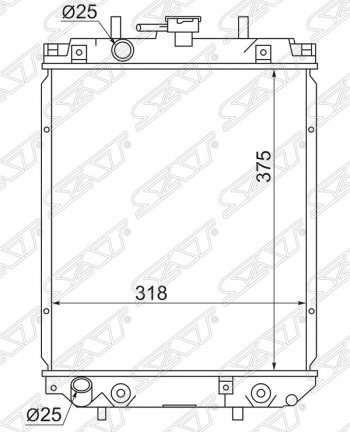 4 299 р. Радиатор двигателя SAT (пластинчатый, МКПП/АКПП)  Daihatsu Sirion (1998-2005), Daihatsu YRV (2000-2005), Toyota Duet (1998-2004)  с доставкой в г. Тамбов. Увеличить фотографию 1