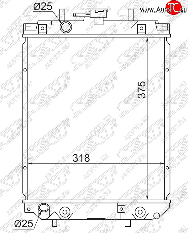 4 299 р. Радиатор двигателя SAT (пластинчатый, МКПП/АКПП)  Daihatsu Sirion (1998-2005), Daihatsu YRV (2000-2005), Toyota Duet (1998-2004)  с доставкой в г. Тамбов