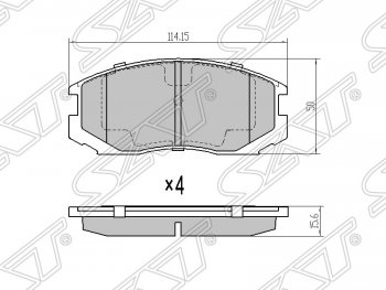 1 019 р. Колодки тормозные SAT (передние)  Daihatsu Terios (J100,  J102,J122), Mitsubishi Colt (CJ0 хэтчбэк 3 дв.), Galant (8), Lancer (8), Lancer Cedia (9), Libero, Toyota Cami (J100), Rush (J200)  с доставкой в г. Тамбов. Увеличить фотографию 1