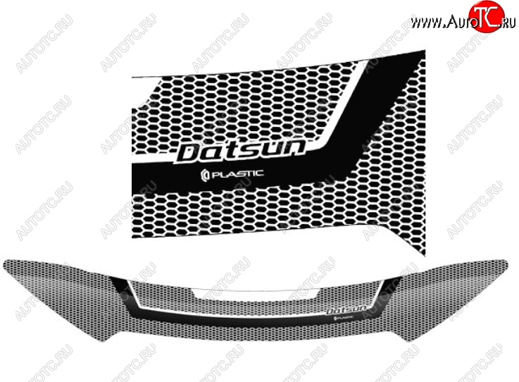 2 199 р. Дефлектор капота CA-Plastiс  Datsun on-DO (2014-2019) седан дорестайлинг (Серия Art белая)  с доставкой в г. Тамбов