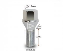 Колёсный болт длиной 22 мм Вектор M12 1.25 22 под гаечный ключ Great Wall Deer G3 (1998-2010) 