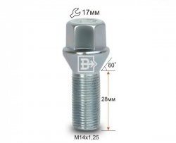 Колёсный болт длиной 28 мм Вектор M14 1.25 28 под гаечный ключ Mini Countryman (2010-2016) 