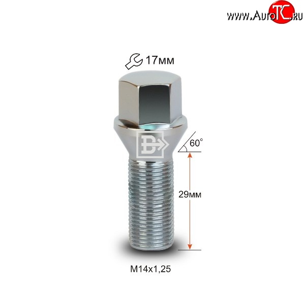 146 р. Колёсный болт длиной 29 мм Вектор M14 1.25 29 под гаечный ключ (пос.место: конус) BMW 5 серия F07 Gran Turismo лифтбэк дорестайлинг (2009-2013)