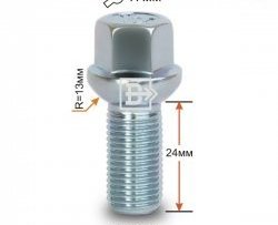 Колёсный болт длиной 24 мм Вектор (облегчённый) M14 1.5 24 под гаечный ключ Audi RS6 C6 седан (2007-2010) 