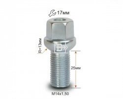 123 р. Колёсный болт длиной 25 мм Вектор M14 1.5 25 под гаечный ключ Audi Q2 GA дорестайлинг (2016-2020). Увеличить фотографию 1