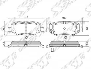 1 069 р. Колодки тормозные SAT (задние)  Dodge Nitro (2007-2011), Jeep Cherokee  KK (2007-2014), Jeep Wrangler  JK (2007-2018)  с доставкой в г. Тамбов. Увеличить фотографию 1