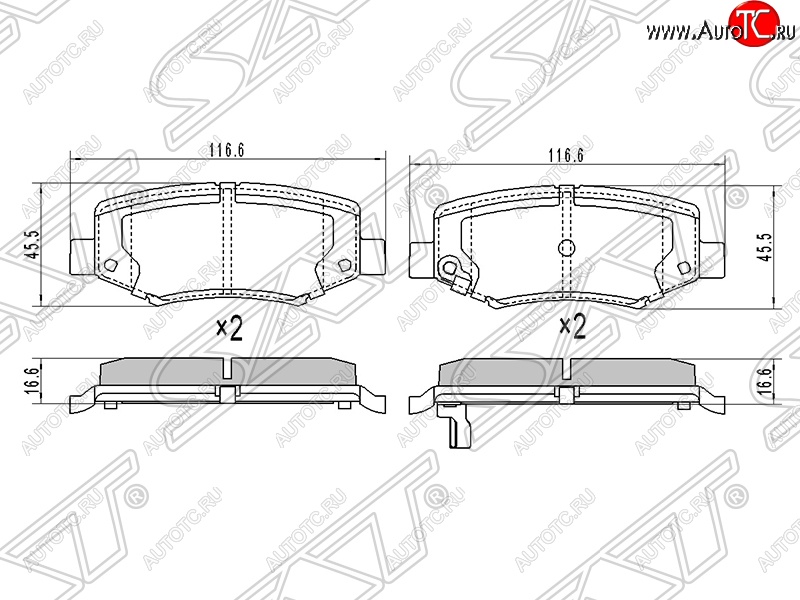 1 069 р. Колодки тормозные SAT (задние)  Dodge Nitro (2007-2011), Jeep Cherokee  KK (2007-2014), Jeep Wrangler  JK (2007-2018)  с доставкой в г. Тамбов