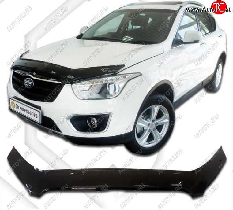 2 149 р. Дефлектор капота CA-Plastiс  FAW Besturn X80 (2014-2019) дорестайлинг (Classic черный, Без надписи)  с доставкой в г. Тамбов