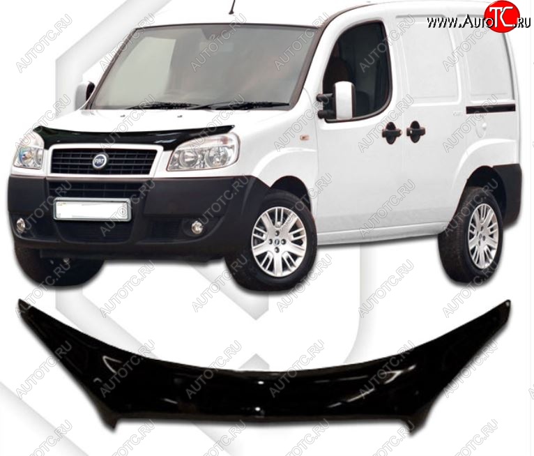 2 299 р. Дефлектор капота CA-Plastiс exclusive  Fiat Doblo  223 (2005-2016) рестайлинг (Classic черный, Без надписи)  с доставкой в г. Тамбов