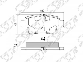 Колодки тормозные SAT (задние) Fiat (Фиат) Grande Punto (Гранд) (2005-2024), Opel (Опель) Corsa (Корса)  D (2006-2014)