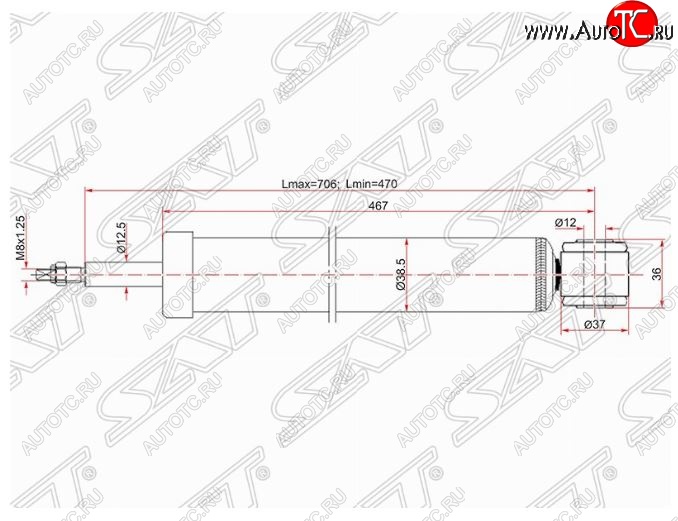 1 739 р. Амортизатор задний SAT Ford C-max Mk1 рестайлинг (2007-2010)  с доставкой в г. Тамбов